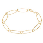 Bracelet Figaro ovale en argent sterling plaqué or - 19 cm