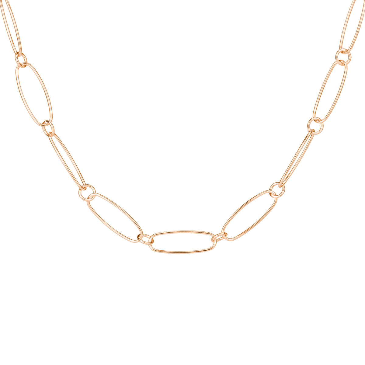 Collier Figaro ovale en argent sterling plaqué or - 45 cm