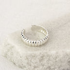 Bague ajustable en argent sterling massif texturé et strié