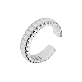 Bague ajustable en argent sterling massif texturé et strié
