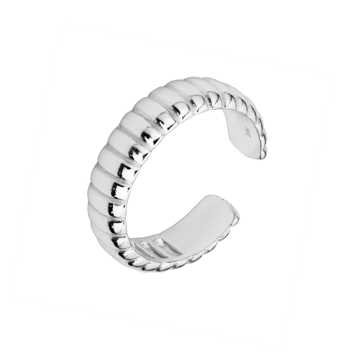 Bague ajustable en argent sterling massif texturé et strié