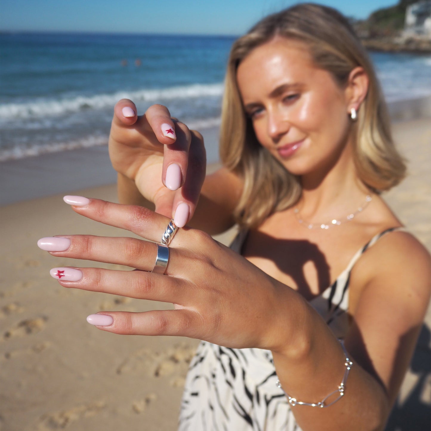 Bague réglable en argent sterling avec corde torsadée
