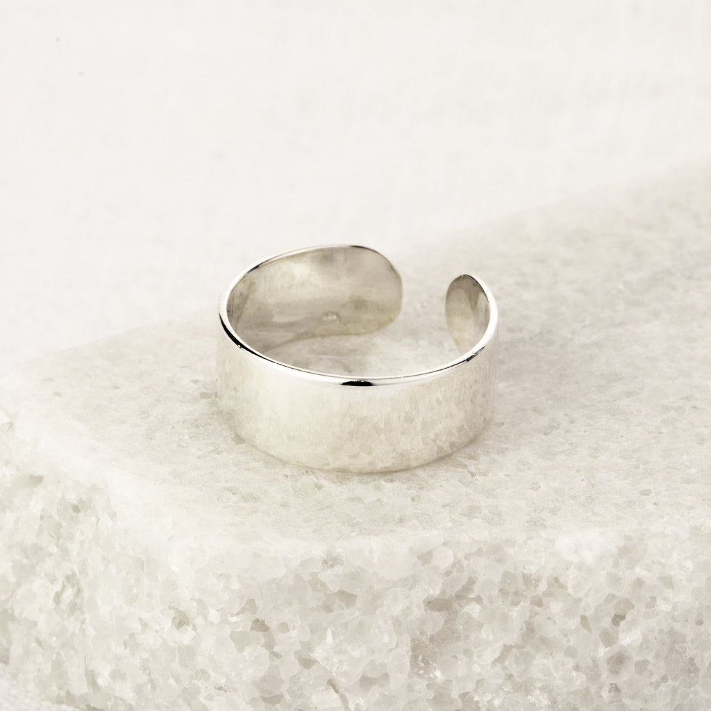 Bague ajustable en argent sterling massif avec bande plate épaisse