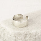 Bague ajustable en argent sterling massif avec bande plate épaisse