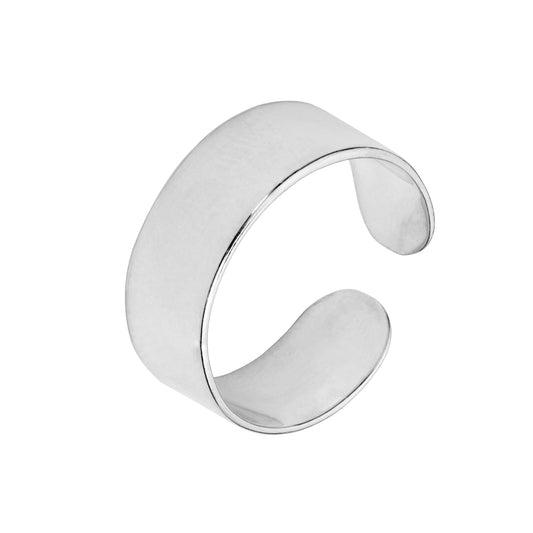 Bague ajustable en argent sterling massif avec bande plate épaisse