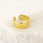 Bague ajustable en argent sterling plaqué or massif avec bande plate épaisse