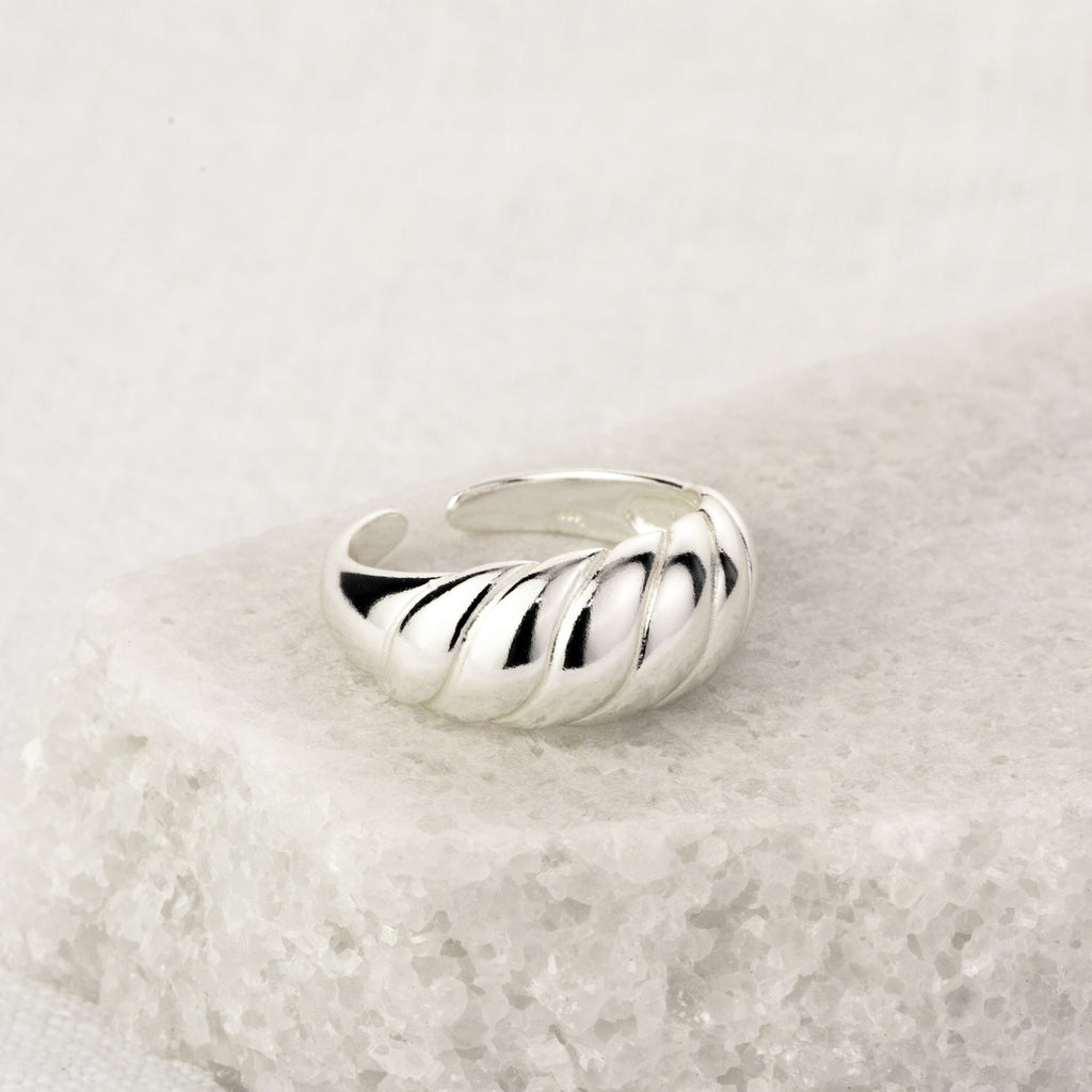 Bague ajustable en argent sterling avec corde torsadée épaisse