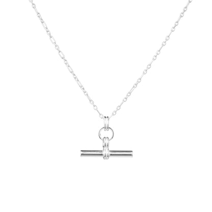 Collier avec pendentif strié en argent sterling et barre en T