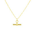 Collier avec pendentif strié en argent sterling plaqué or et barre en T