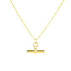 Collier avec pendentif strié en argent sterling plaqué or et barre en T