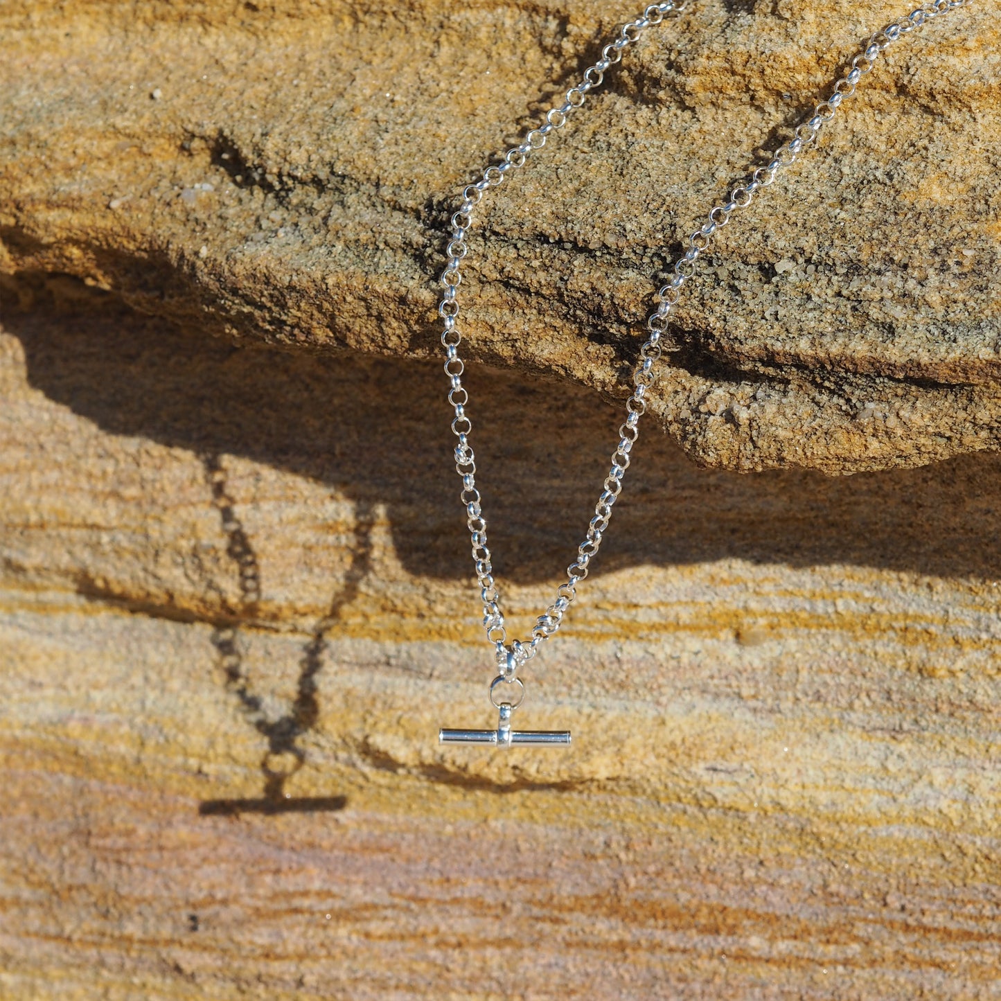 Collier chaîne rolo en argent sterling avec barre en T de 45,7 cm