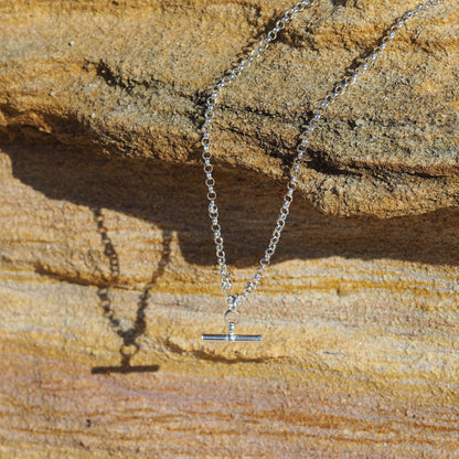 Collier chaîne rolo en argent sterling avec barre en T de 45,7 cm