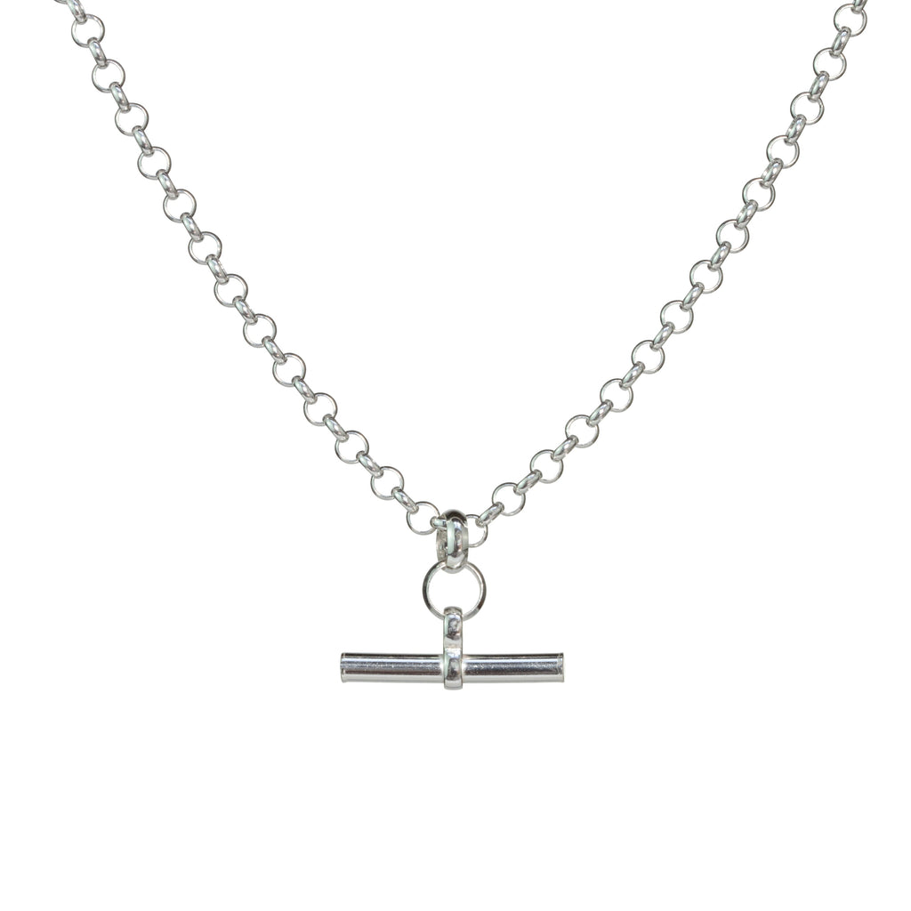 Collier chaîne rolo en argent sterling avec barre en T de 45,7 cm
