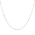 Collier fin chaîne confetti en argent sterling et émail arc-en-ciel 40 cm