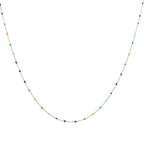 Collier fin chaîne confetti en argent sterling et émail arc-en-ciel 40 cm