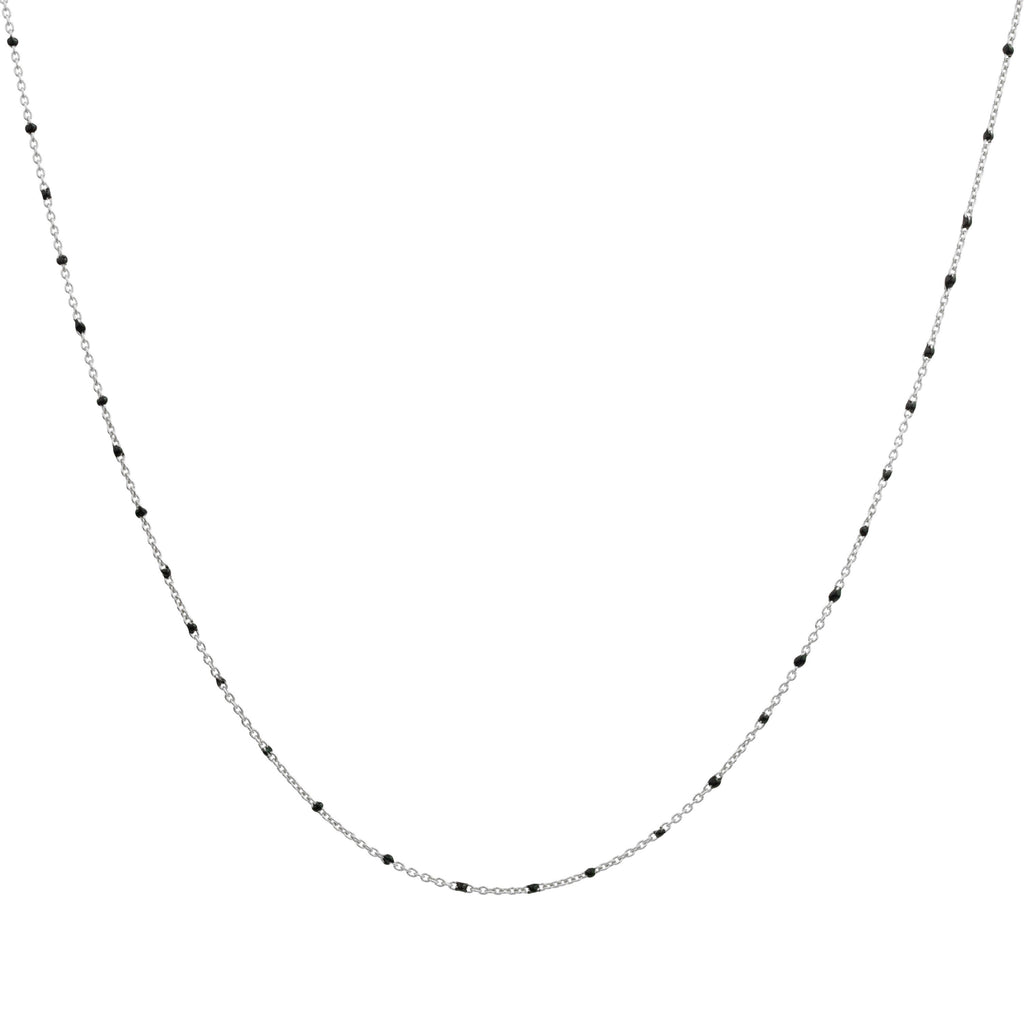 Collier fin chaîne confetti en argent sterling et émail noir 40 cm