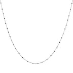Collier fin chaîne confetti en argent sterling et émail noir 40 cm