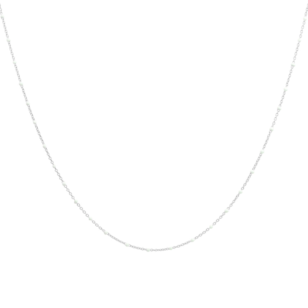 Collier fin chaîne confetti en argent sterling et émail blanc 40 cm