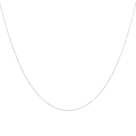 Collier fin chaîne confetti en argent sterling et émail blanc 40 cm