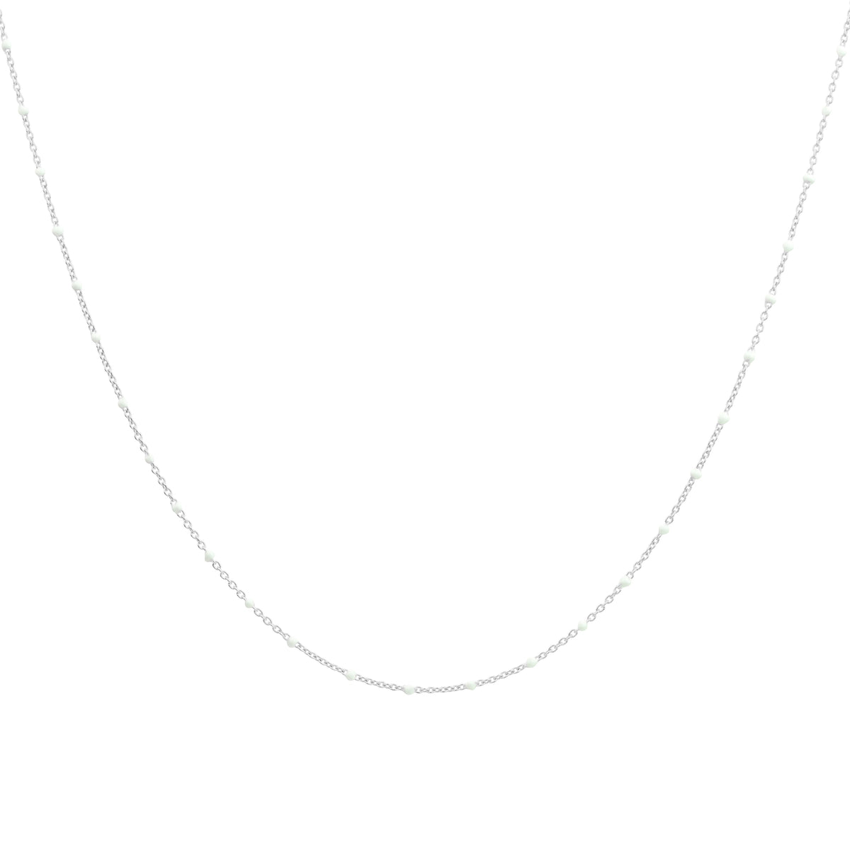 Collier fin chaîne confetti en argent sterling et émail blanc 40 cm