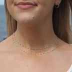 Collier fin chaîne confetti en argent sterling et émail rouge 40 cm