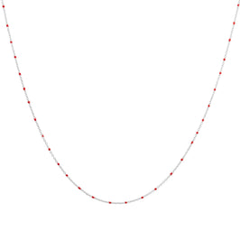 Collier fin chaîne confetti en argent sterling et émail rouge 40 cm