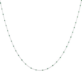 Collier fin chaîne confetti en argent sterling et émail vert 40 cm