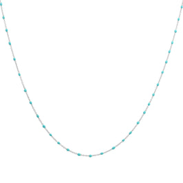 Collier fin chaîne confetti en argent sterling et émail bleu 40 cm