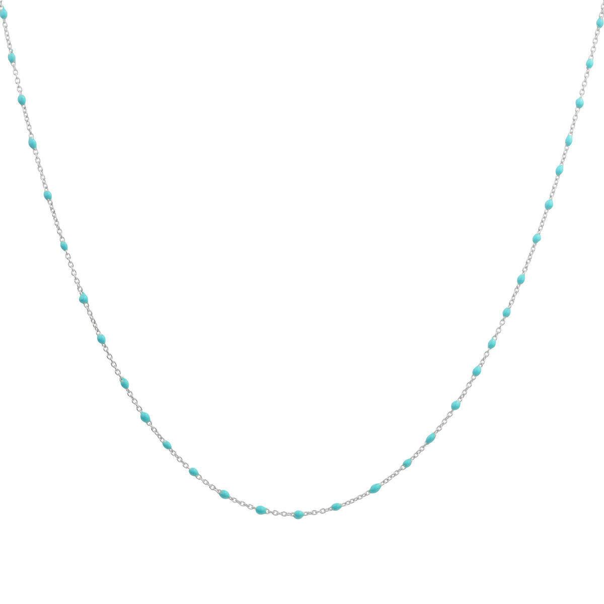 Collier fin chaîne confetti en argent sterling et émail bleu 40 cm