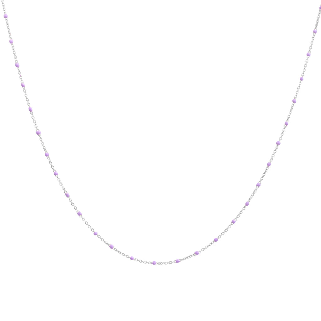 Collier fin chaîne confetti en argent sterling et émail violet 40 cm