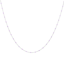 Collier fin chaîne confetti en argent sterling et émail violet 40 cm