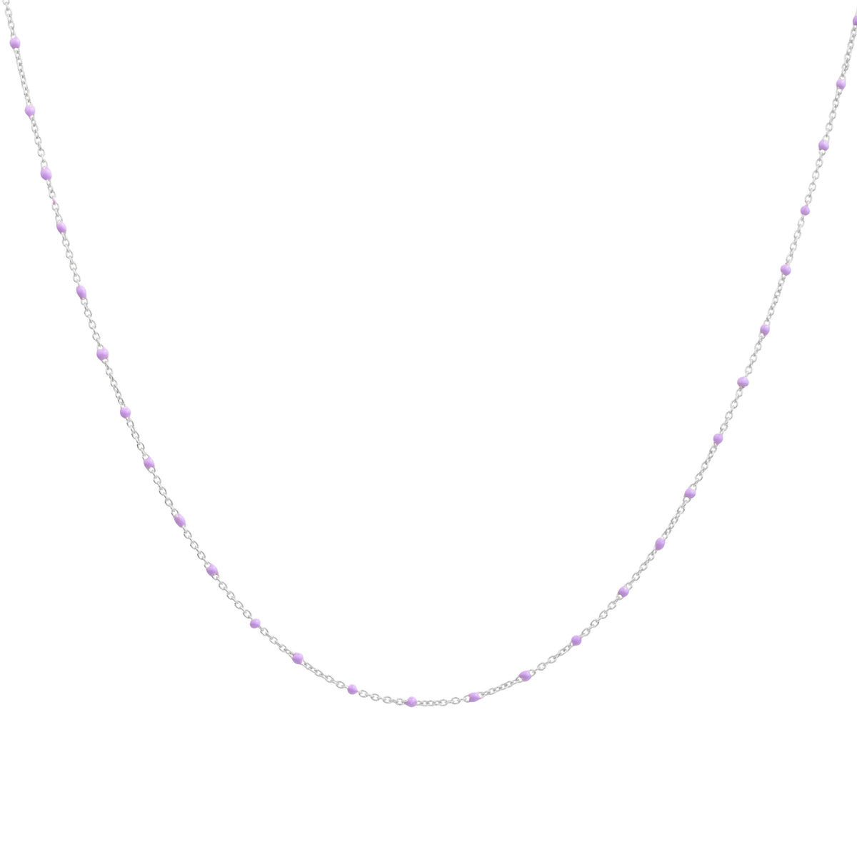 Collier fin chaîne confetti en argent sterling et émail violet 40 cm