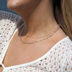Collier fin chaîne confetti en argent sterling et émail orange 40 cm