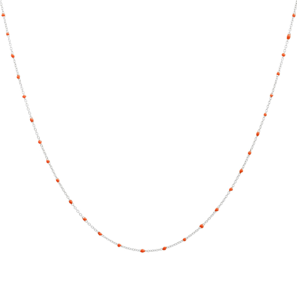 Collier fin chaîne confetti en argent sterling et émail orange 40 cm