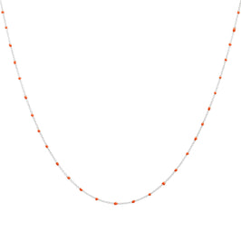 Collier fin chaîne confetti en argent sterling et émail orange 40 cm