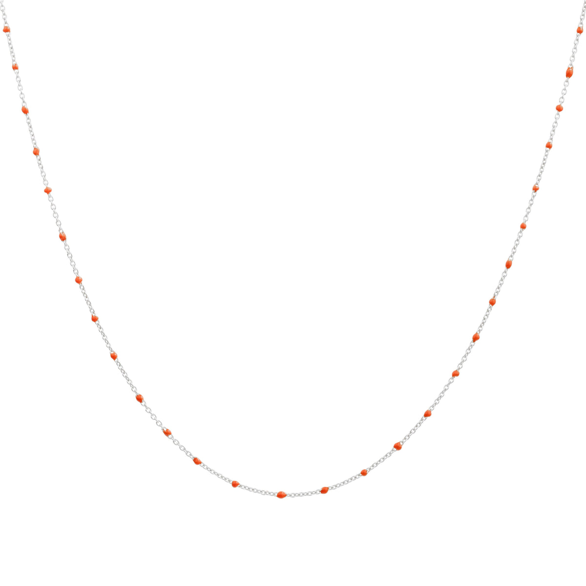 Collier fin chaîne confetti en argent sterling et émail orange 40 cm