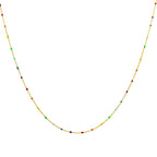 Collier fin chaîne confetti en argent sterling plaqué or et émail arc-en-ciel 40 cm