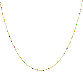 Collier fin chaîne confetti en argent sterling plaqué or et émail arc-en-ciel 40 cm