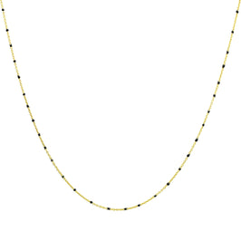 Collier fin chaîne confetti en argent sterling plaqué or et émail noir 40 cm