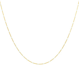 Collier fin chaîne confetti en argent sterling plaqué or et émail blanc 40 cm
