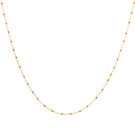 Collier fin chaîne confetti en argent sterling plaqué or et émail rouge 40 cm