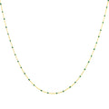 Collier fin chaîne confetti en argent sterling plaqué or et émail vert 40 cm