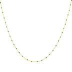 Collier fin chaîne confetti en argent sterling plaqué or et émail vert 40 cm