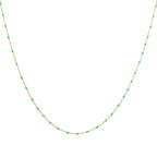 Collier fin chaîne confetti en argent sterling plaqué or et émail bleu 40 cm
