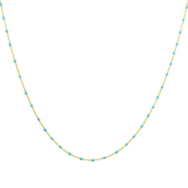 Collier fin chaîne confetti en argent sterling plaqué or et émail bleu 40 cm