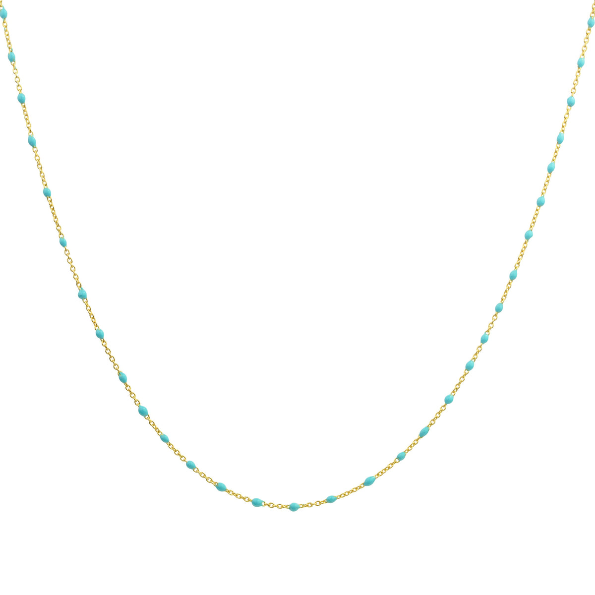 Collier fin chaîne confetti en argent sterling plaqué or et émail bleu 40 cm