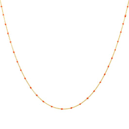 Collier fin chaîne confetti en argent sterling plaqué or et émail orange 40 cm
