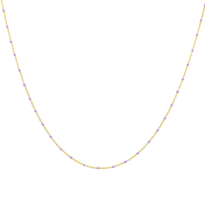 Fine Gold Plated Sterling Silver & Orange Enamel Confetti Chain Necklace - 16 Inches