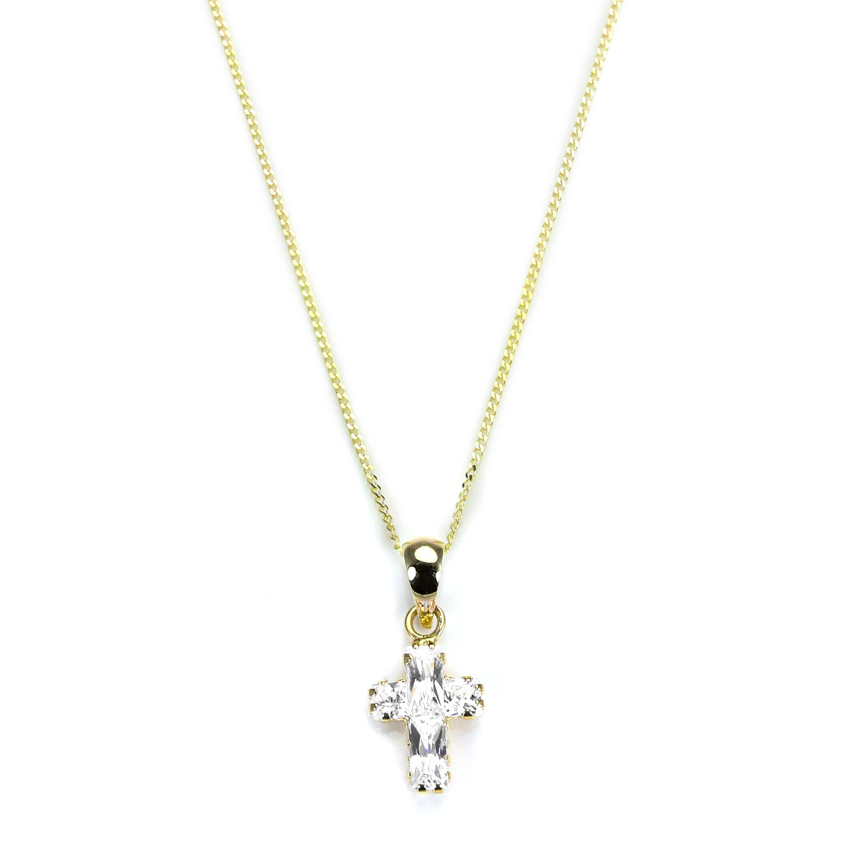 Pendentif croix en or 9 carats et cristal CZ