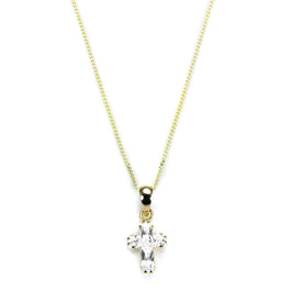 Pendentif croix en or 9 carats et cristal CZ